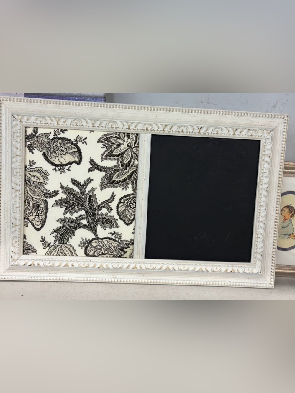 Framed Chalkboard & Fabric Bulletin